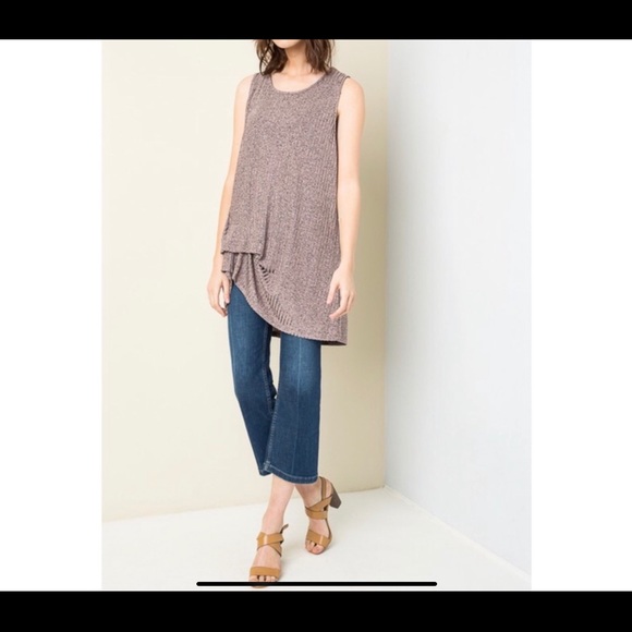 ❌NWT Ribbed Tunic Rose Gold Sleevless w/Draping - Picture 4 of 4